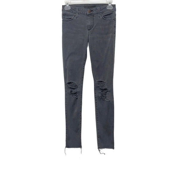 Joes Jeans Flawless The Icon Mid Rise Skinny Darcia Gray Distressed Jeans Sz 25 - Picture 1 of 8